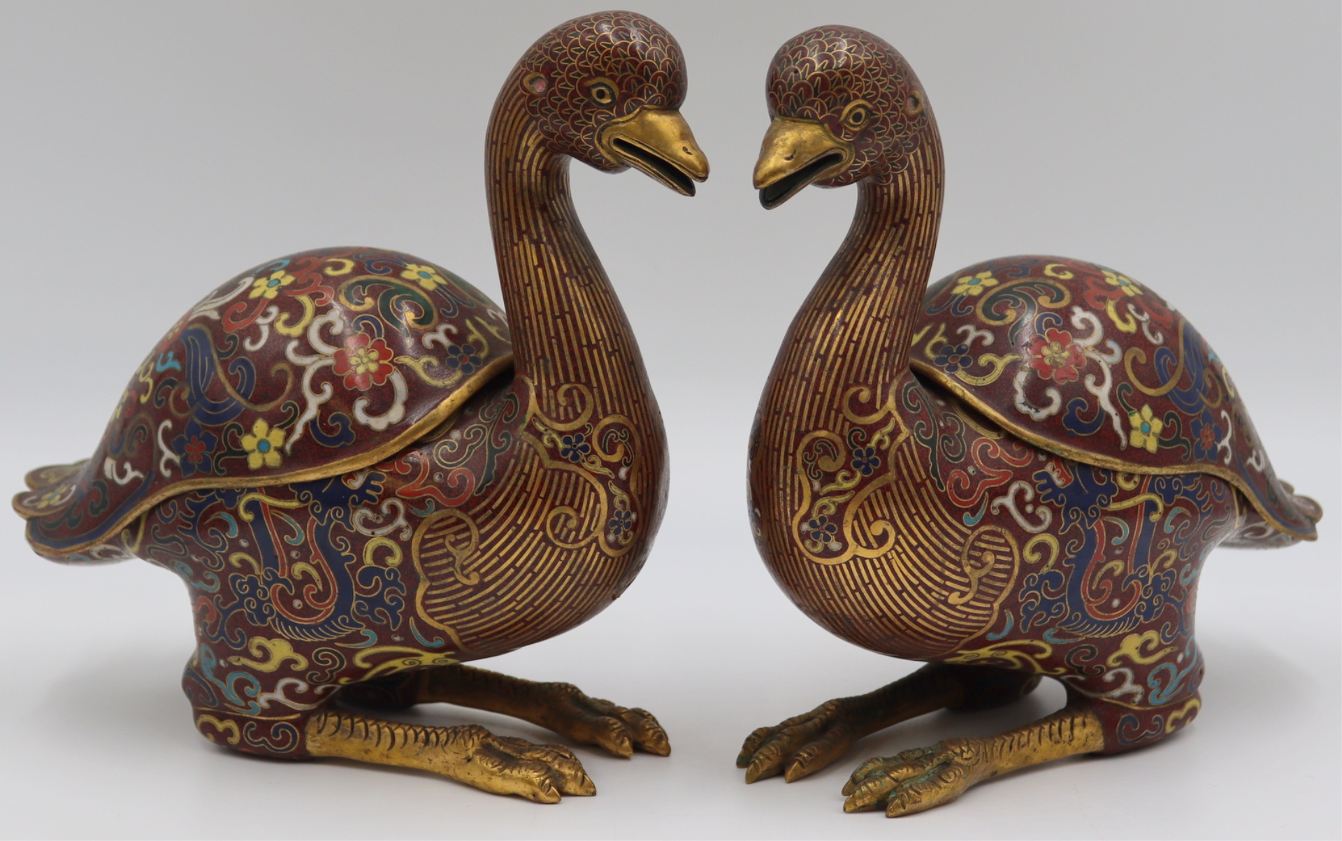 Pr of Chinese Cloisonne Duck Form Incense Burners. | Barnebys