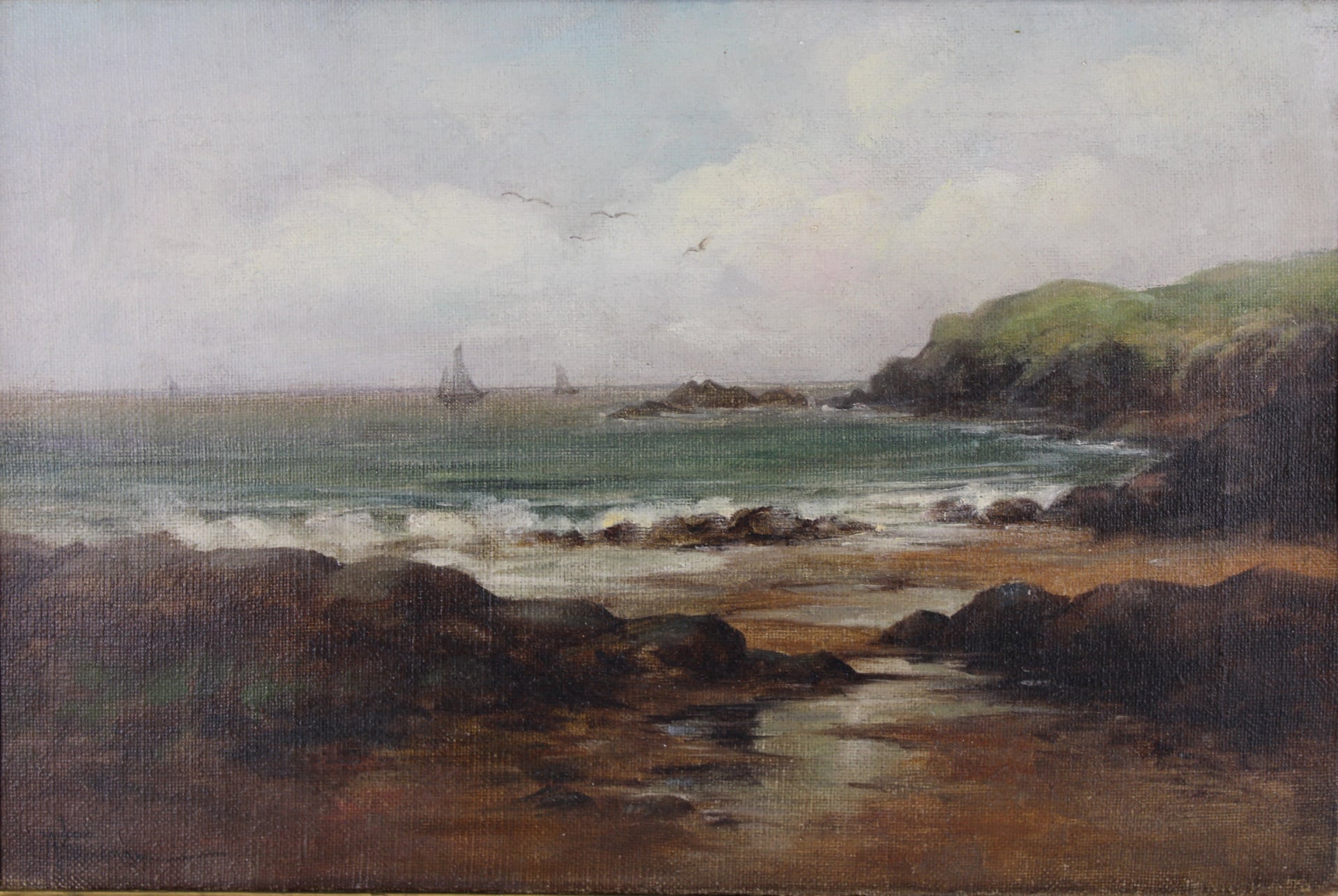 T. Woodman? Signed Oil On Canvas Seascape Barnebys